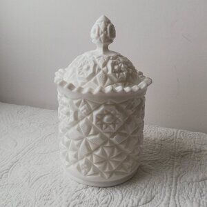 Vintage 1960s Winburn Quilted Pattern Cracker or Biscuit Canister Jar with Lid